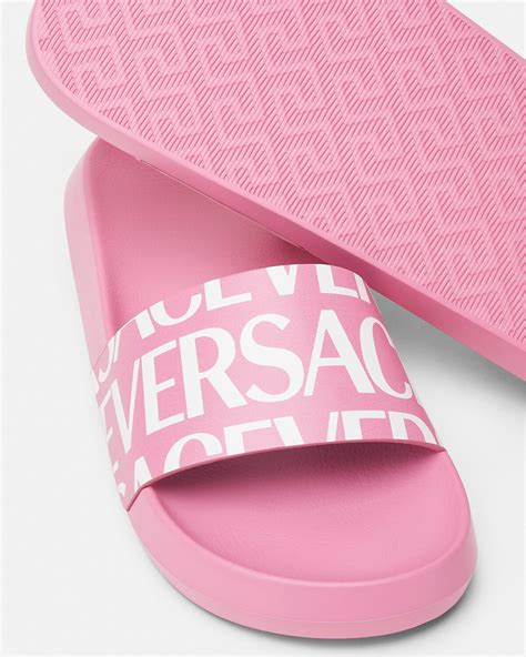 versace slides white and gold|versace allover slides.